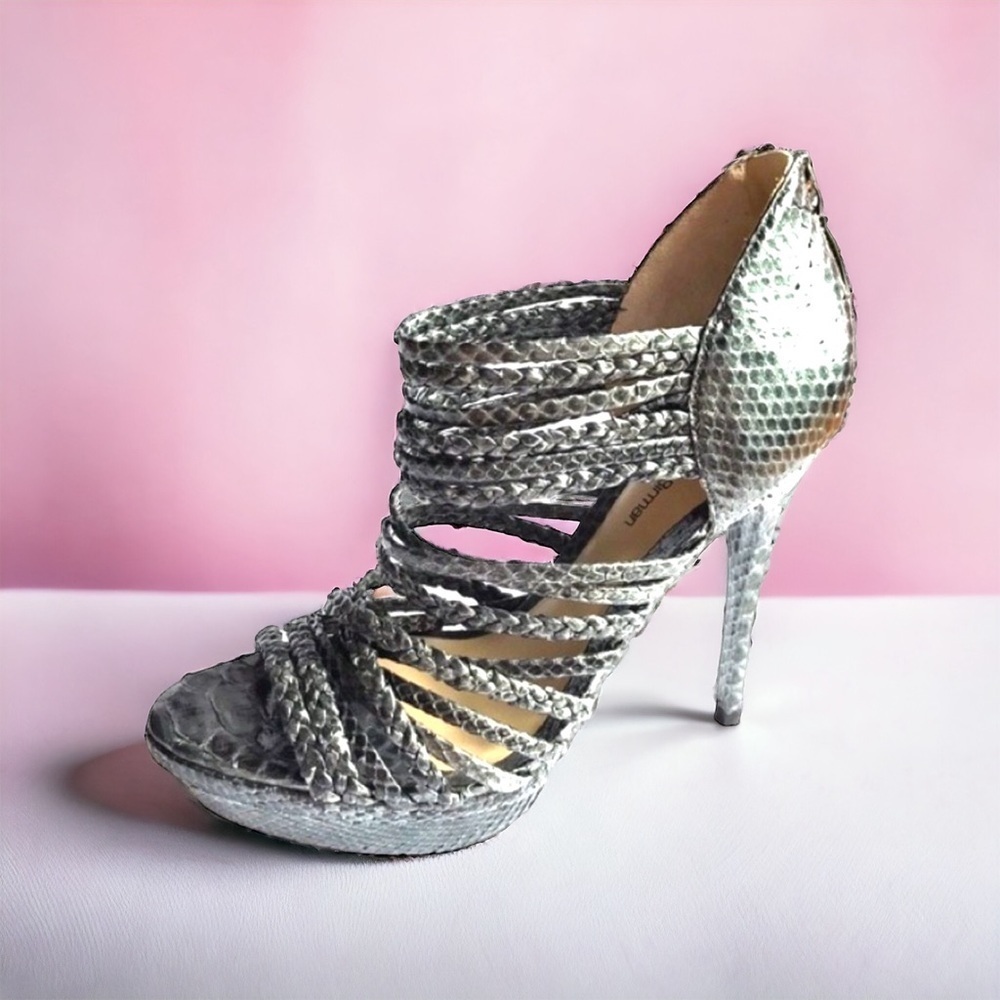 Alexandre Birman Python & Leather Platform Sandals